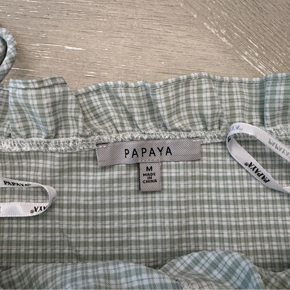 Papaya Sage Green Gingham Crop Top - Picture 4 of 5